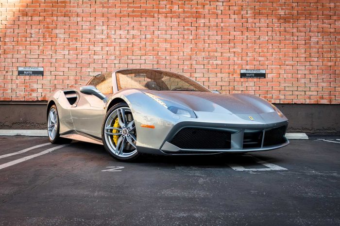 New Silver Ferrari 488 Rental in Boston